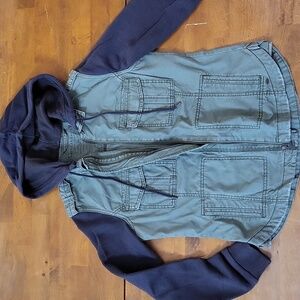 American Eagle Outfitters Two-Tone Utility Jacket With Removable Hood/ Small